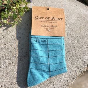 Out of Print Library Card Blue Unisex Socks